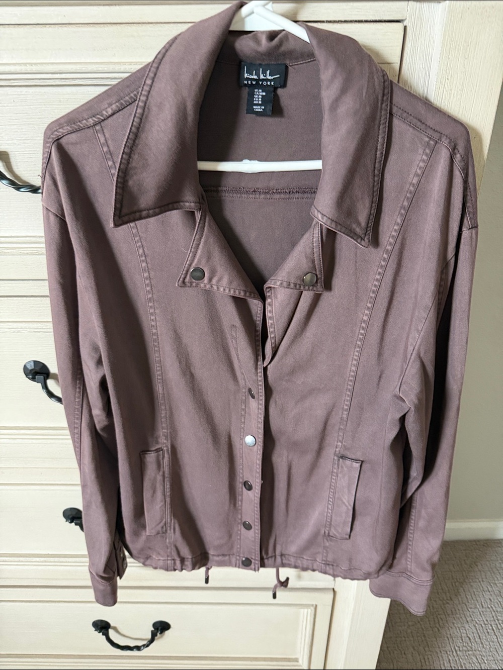 Nicole Miller Dusty Mauve Utility Jean Jacket